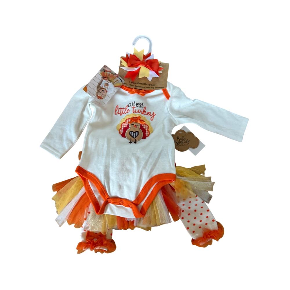 NWT Baby Essentials 4 piece cutest‎ little turkey Thanksgiving infant outfit